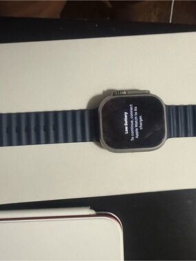 Apple Smartwatch with Blue Silicone Ribbed Band